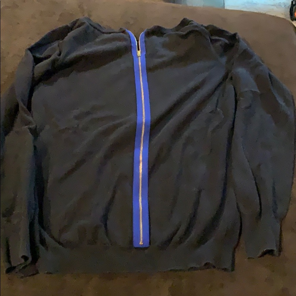 Banana Republic black long sleeve with blue zipper